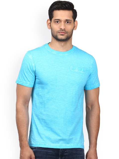 

Parx Men Blue Solid Round Neck T-shirt