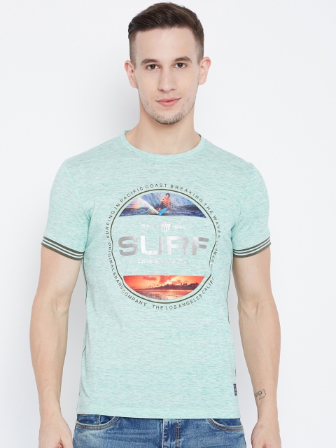 

Duke Men Green Printed Round Neck T-shirt