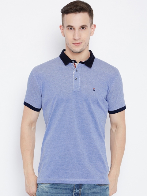 

Duke Men Blue Solid Polo Collar T-shirt