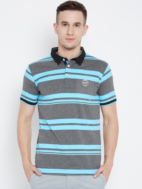 

Duke Men Grey Printed Polo Collar T-shirt