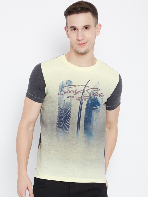 

Duke Men Yellow Printed Round Neck T-shirt