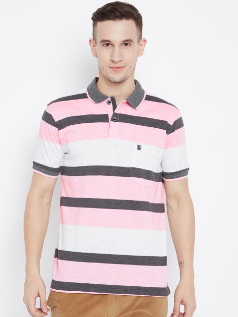 

Duke Men Pink Colourblocked Polo Collar T-shirt