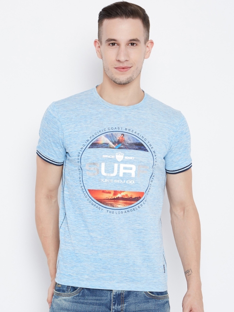 

Duke Men Blue Printed Round Neck T-shirt