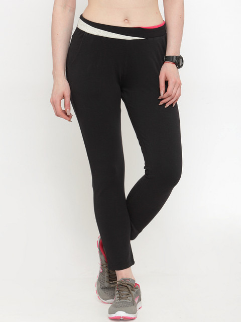 

BUKKUM Women Black Solid Slim Fit Track Pants
