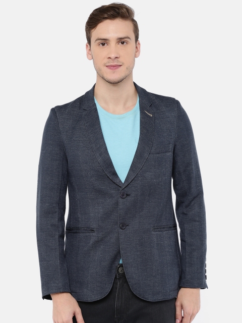 

The Indian Garage Co Blue Chambray Single-Breasted Casual Blazer