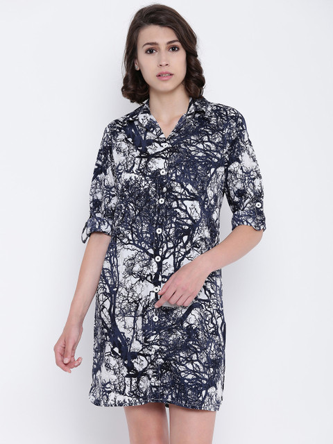 

Clt.s Navy Blue and White Printed Sleep Shirt C473