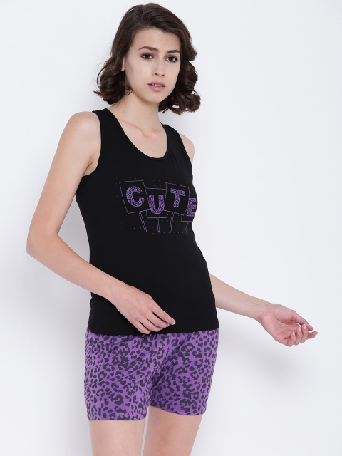 

Clt.s Black & Purple Printed Lounge Set C610