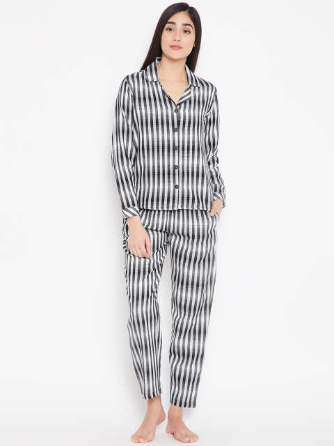 

Clt.s Women Black & White Striped Night suit C584