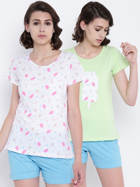 

Clt.s White & Blue Printed Lounge Set C540