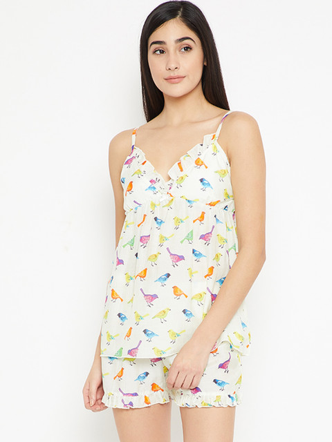 

Clt.s White Printed Lounge Set