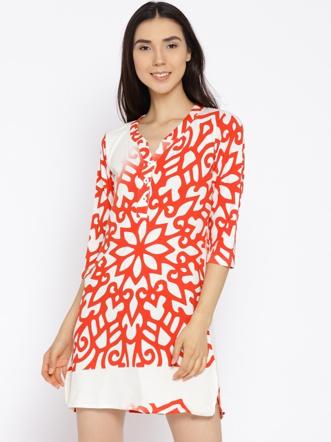 

Clt.s White & Red Printed Nightdress C603
