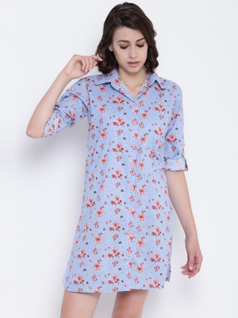 

Clt.s Blue Printed Sleep Shirt C605