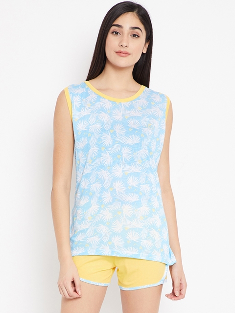 

Clt.s Blue & Yellow Printed Lounge Set C611
