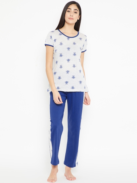 

Clt.s Blue & Grey Printed Lounge Set