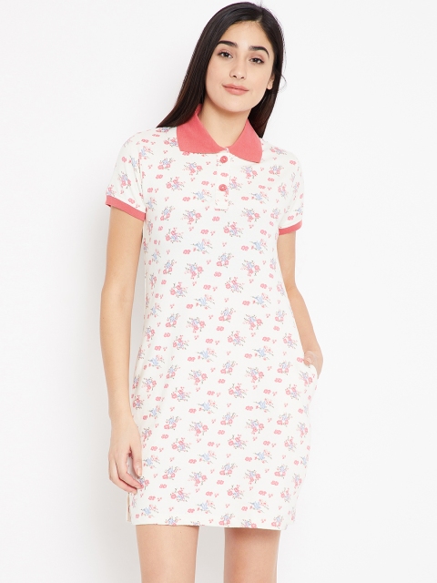 

Clt.s Cream-Coloured Printed Pure Cotton Sleep Shirt