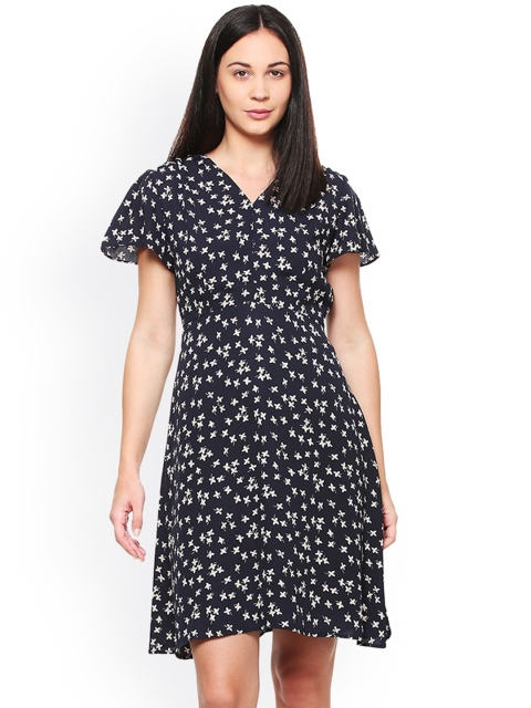 

Van Heusen Woman Navy Blue Printed A-Line Dress