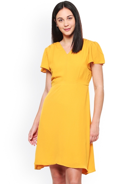 

Van Heusen Woman Women Yellow Solid Fit and Flare Dress