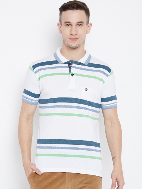 

Duke Men White Checked Polo Collar T-shirt