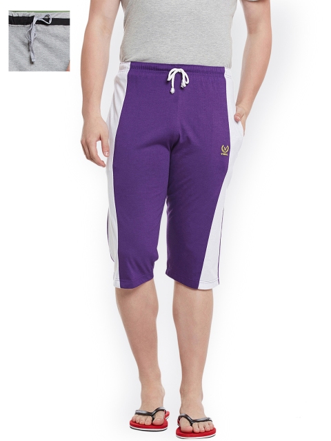 

VIMAL JONNEY Men Pack of 2 Lounge Shorts C8M_C7PU_02, Grey melange