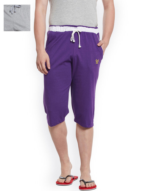 

VIMAL JONNEY Men Pack of 2 Lounge Shorts C2M_C8PU_02, Grey melange