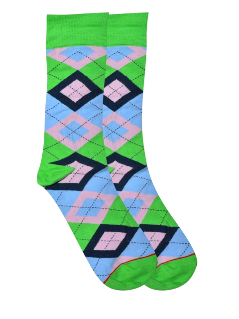 

Soxytoes Men Green, Blue & Pink Patterned Socks