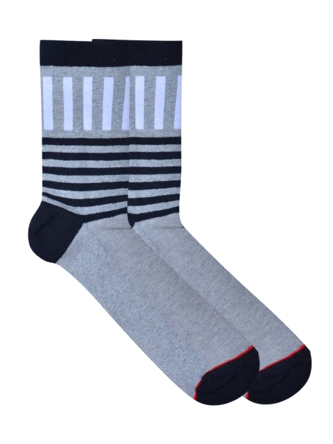 

Soxytoes Unisex Grey & Black Striped Socks