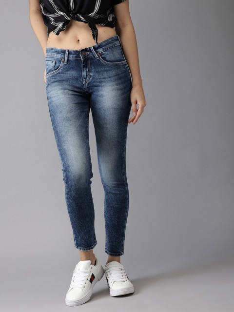 

Moda Rapido Women Blue Skinny Fit Mid-Rise Cropped Clean Look Stretchable Jeans