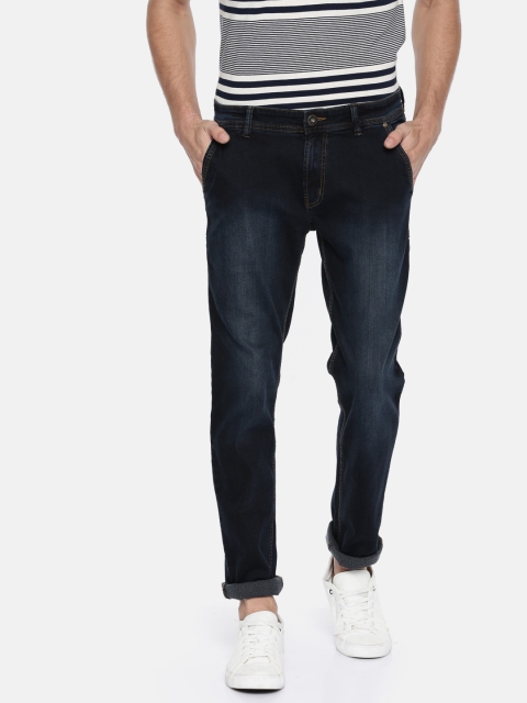 

People Men Blue Slim Fit Mid-Rise Clean Look Stretchable Jeans