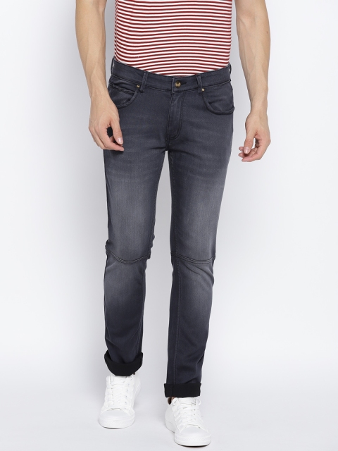 

People Men Charcoal Grey Slim Fit Mid-Rise Clean Look Stretchable Jeans