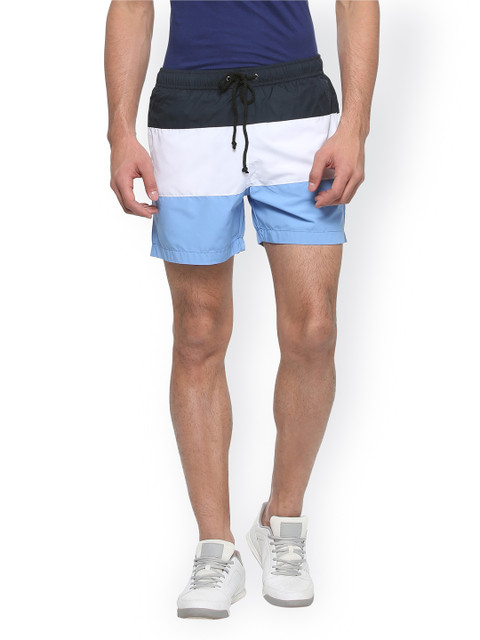 

People Men White Colourblocked Regular Fit Shorts