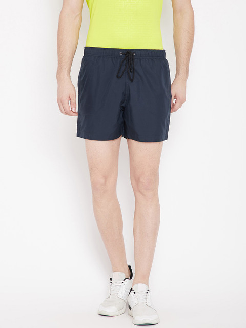 

People Men Navy Blue Solid Regular Fit Regular Shorts