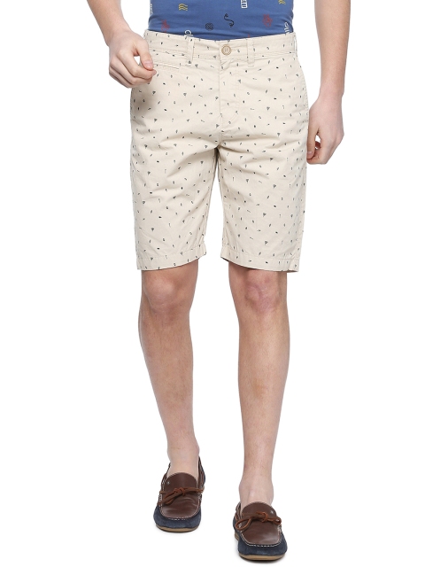 

People Men Beige Printed Regular Fit Regular Shorts
