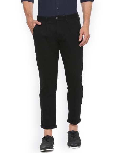 

People Men Black Slim Fit Solid Regular Trousers