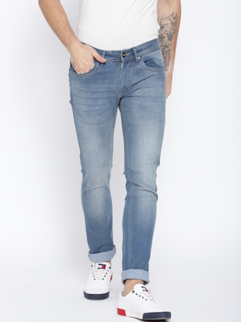 

People Men Blue Slim Fit Mid-Rise Clean Look Stretchable Jeans