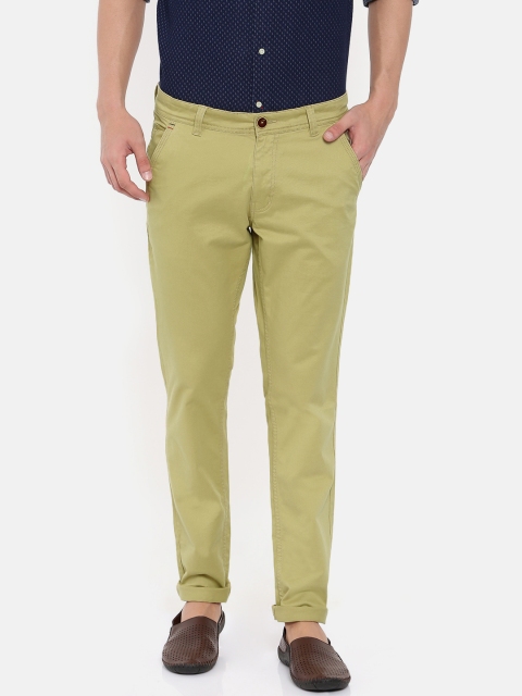 

People Men Beige Slim Fit Solid Regular Trousers