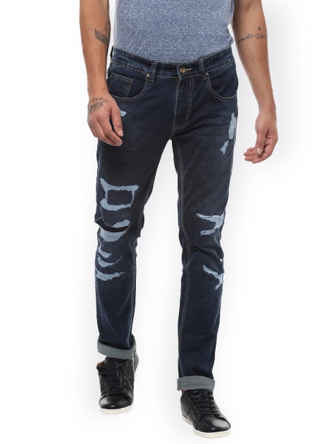 

People Men Blue Slim Fit Mid-Rise Mildly Distressed Stretchable Jeans