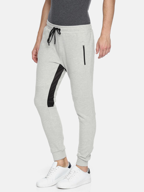 

People Men Grey Melange Regular Fit Solid Joggers