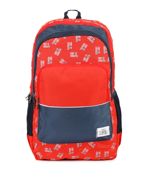 

Tommy Hilfiger Unisex Red & Blue Colourblocked Backpack