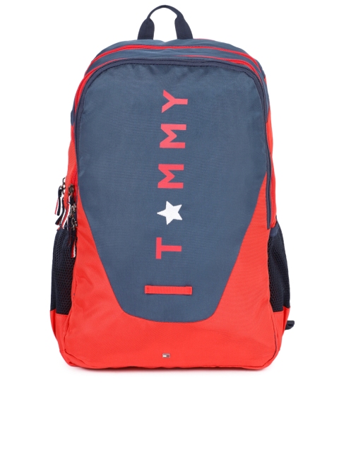 

Tommy Hilfiger Unisex Navy Blue & Red Brand Logo Backpack