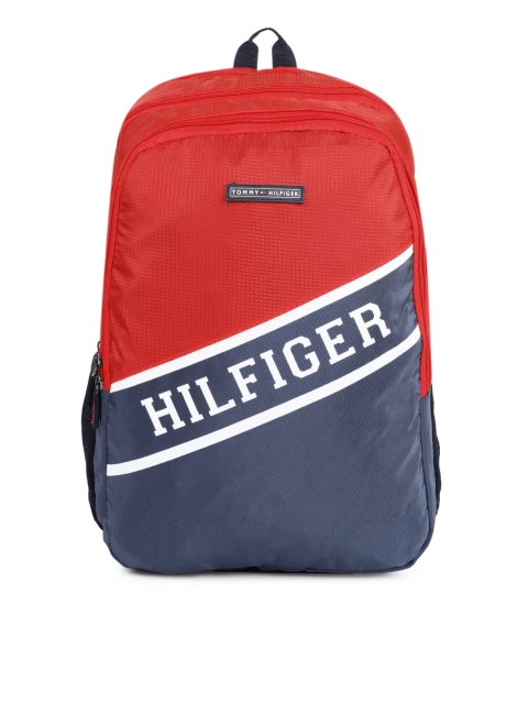 

Tommy Hilfiger Unisex Red & Navy Blue Brand Logo Backpack