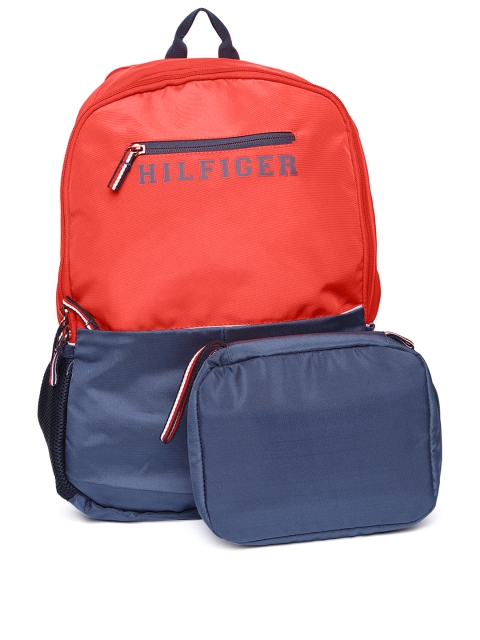

Tommy Hilfiger Unisex Red & Navy Blue Colourblocked Backpack
