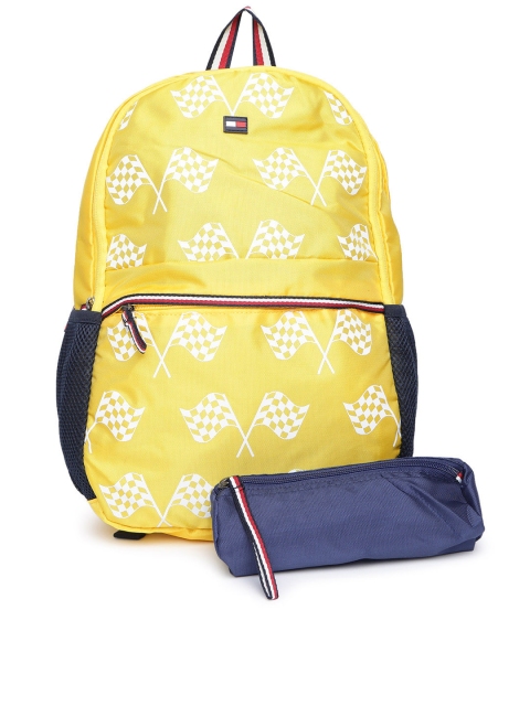 

Tommy Hilfiger Unisex Yellow & White Printed Backpack