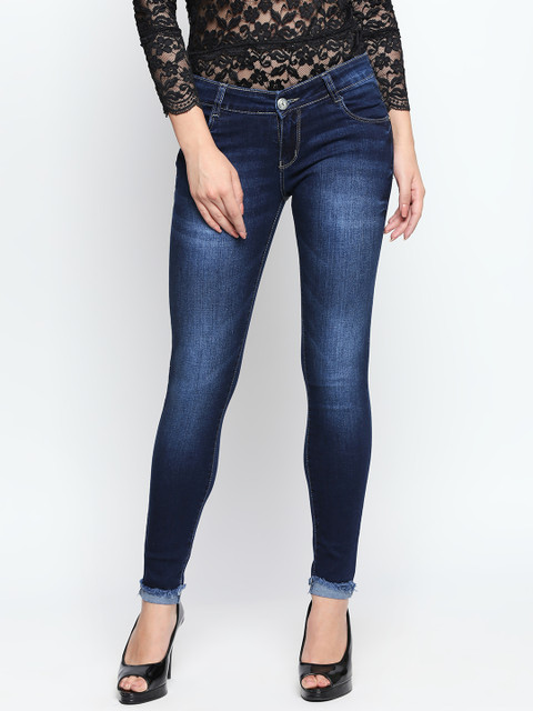 

fungus Women Navy Blue Skinny Fit Low-Rise Clean Look Stretchable Jeans