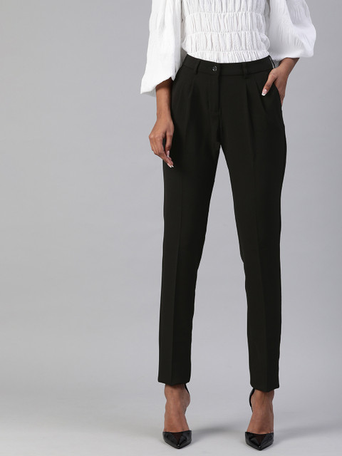 

Allen Solly Woman Black Solid Regular Fit Formal Trousers