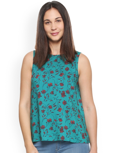 

Allen Solly Woman Teal Green Printed Top