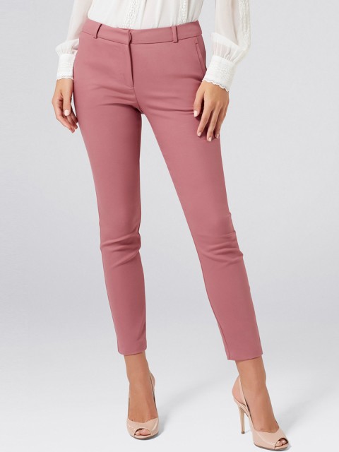 

Forever New Women Pink Slim Fit Solid Cigarette Trousers