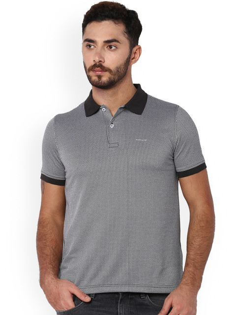 

Van Heusen Men White Self Design Polo Collar T-shirt