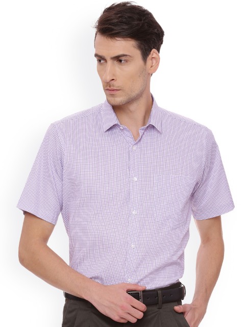 

Van Heusen Men White & Purple Contemporary Regular Fit Checked Formal Shirt