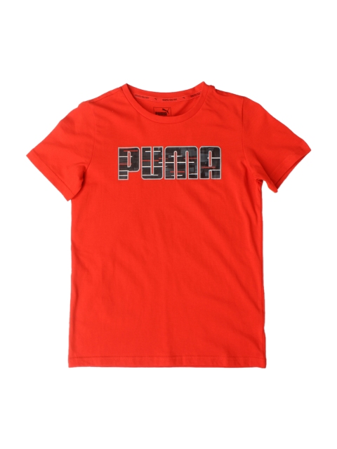 

Puma Boys Coral Red Printed Round Neck Hero T-shirt