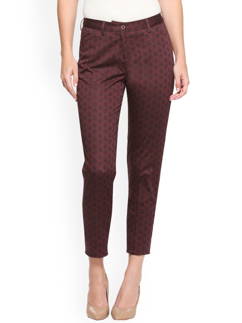 

Van Heusen Woman Women Maroon Slim Fit Printed Formal Trousers